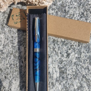 penna a sfera" blu tempesta", regalo per lui, penna per insegnante, penna cromata, penna leggera per lavoro, ricaricabile