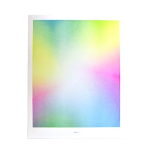 Aura 1 - Risograph Art Print, Dekoracja z połowy wieku, Moderna z połowy wieku, Plakat, Ręcznie robiony, Projekt graficzny, Dzieło sztuki, Neon, Retro