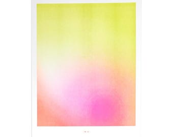 Aura 5 - April - Risograph Art Print, Mid Century Decor, Mid Century Modern, Poster, Handmade, Graphic Design, Artwork, Neon, Retro
