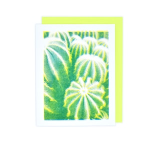 Cactus - Carte de Voeux Risograph, Plantes, Carte Plante, Jardin, Sud Ouest, Désert, Plantes Succulentes, Cactus, Cactus