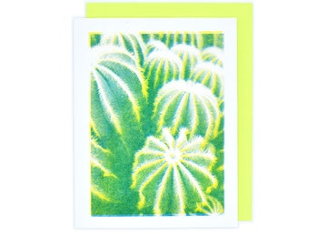Cactus - Risograph Greeting Card, Plants, Plant Card, Garden, South West, Desert, Succulents, Cactuses, Cacti