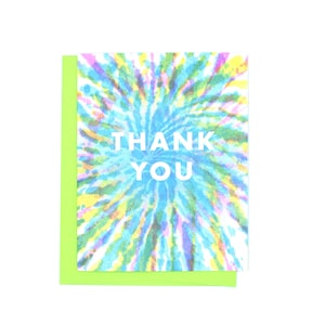 Thank You! - Tie Dye Risograph Greeting Card, Thank You Card, Thanks, Riso Card, Retro Card