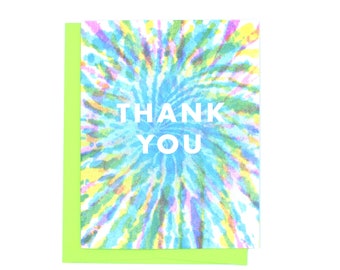 Thank You! - Tie Dye Risograph Greeting Card, Thank You Card, Thanks, Riso Card, Retro Card
