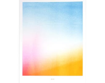 Aura 7 - July - Risograph Art Print, Mid Century Decor, Mid Century Modern, Poster, Handmade, Graphic Design, Artwork, Neon, Retro