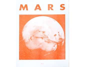 Mars - Risograph Print, Planet Poster, Solar System