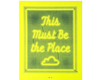Neon Brights "This Must Be the Place" - Risograph Art Print, Graphic, Art Print, Riso, Neon Sign