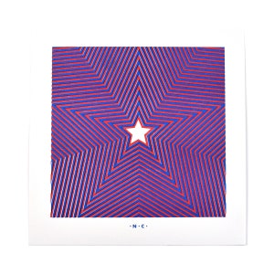 Superstar - Square Risograph Print, Lines, Art Print, Riso, Simple, Color, Mid Century Modern Print, Retro, Patriotic