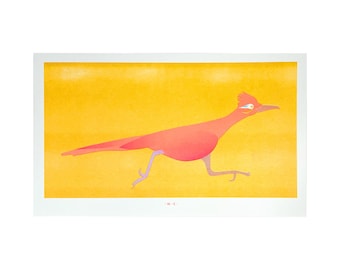 Neon Roadrunner - Risograph Art Print, Graphic, Art Print, Riso, Retro, New Mexico