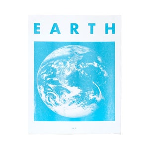 Earth - Risograph Print, Planet Poster, Solar System