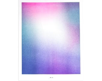 Aura 12 - December - Risograph Art Print, Mid Century Decor, Mid Century Modern, Poster, Handmade, Graphic Design, Artwork, Neon, Retro