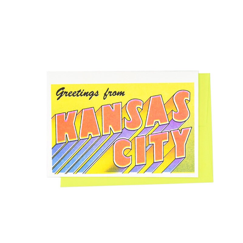 Greetings From: Kansas City, Missouri Risograph Card, City of
