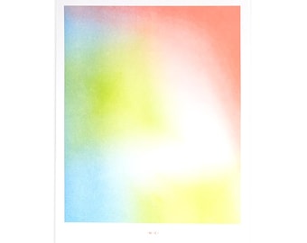 Aura 6 - May - Risograph Art Print, Mid Century Decor, Mid Century Modern, Poster, Handmade, Graphic Design, Artwork, Neon, Retro