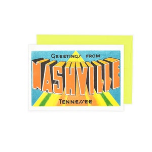 Salutations de: Nashville, Tennessee - Risograph Card, Country Music, Blues, Vanderbilt, Grand Ole Opry, Johnny Cash, Ryman, Honky Tonk