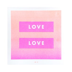 Love is Love - Square Risograph Print, Heart, Art Print, Riso, Gradient, Mid Century Modern Print, Colorful, Valentines Day, Equality
