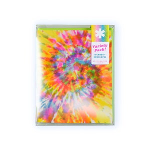 Tie-Dye Greeting Card Variety Pack, Cartes Risograph, Riso, Psychédélique, Rétro, Cool, Coloré, Années 60, Années soixante, Hippie