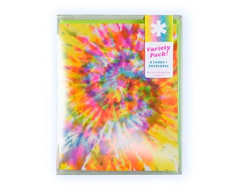 Tie-Dye Greeting Card Variety Pack, Risograph Cards, Riso, Psychedelic, Retro, Cool, Colorful, 60s, Sixties, Hippy