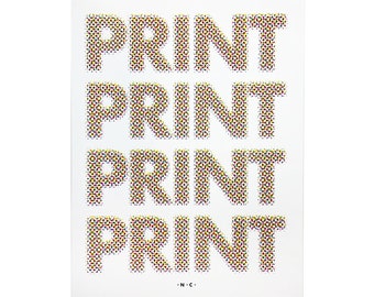 Halftone PRINT Repeat Poster - Store Sign Risograph Print, Risograph Print, Art Print, Riso poster,