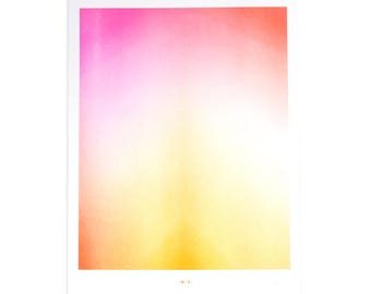 Aura 8 - August - Risograph Art Print, Mid Century Decor, Mid Century Modern, Poster, Handmade, Graphic Design, Artwork, Neon, Retro