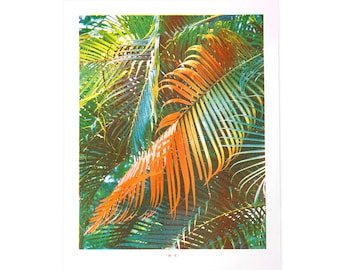 Neon Orange Palm - Risograph Art Print, Graphic, Art Print, Riso, Retro, Tropical
