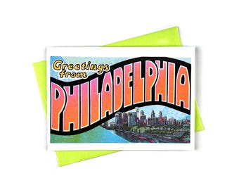 Greetings from: Philadelphia - Risograph Card