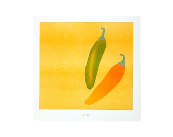 NM Chiles - Risograph Print, Graphic, Art Print, Riso, Retro, New Mexico