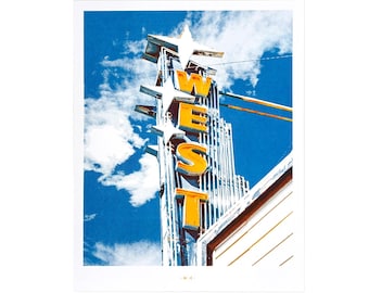 West Theater, Grants, New Mexico - John Margolies Roadside America Photograph Archive - Risograph Art Print