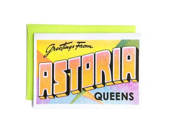 Greetings from: Astoria, Queens - Risograph Card
