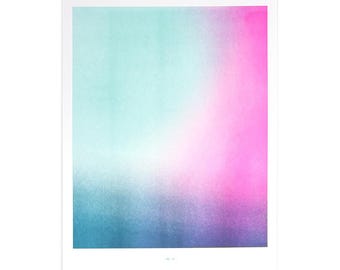 Aura 11 - November - Risograph Art Print, Mid Century Decor, Mid Century Modern, Poster, Handmade, Graphic Design, Artwork, Neon, Retro