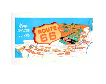 Here We Are on Route 66 - Risograph Art Print