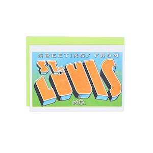 Greetings from: St. Louis, Missouri - Risograph Card, Retro Greeting Card