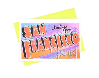Greetings from: San Francisco, California Risograph Card