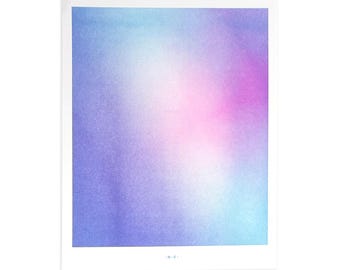 Aura 4 - February - Risograph Art Print, Mid Century Decor, Mid Century Modern, Poster, Handmade, Graphic Design, Artwork, Neon, Retro