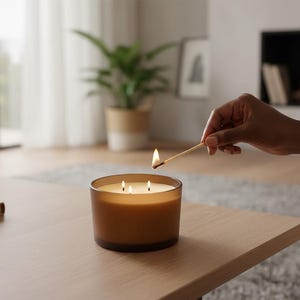 Cuenco ámbar de 24 oz para centro de mesa / Vela de soja perfumada artesanal