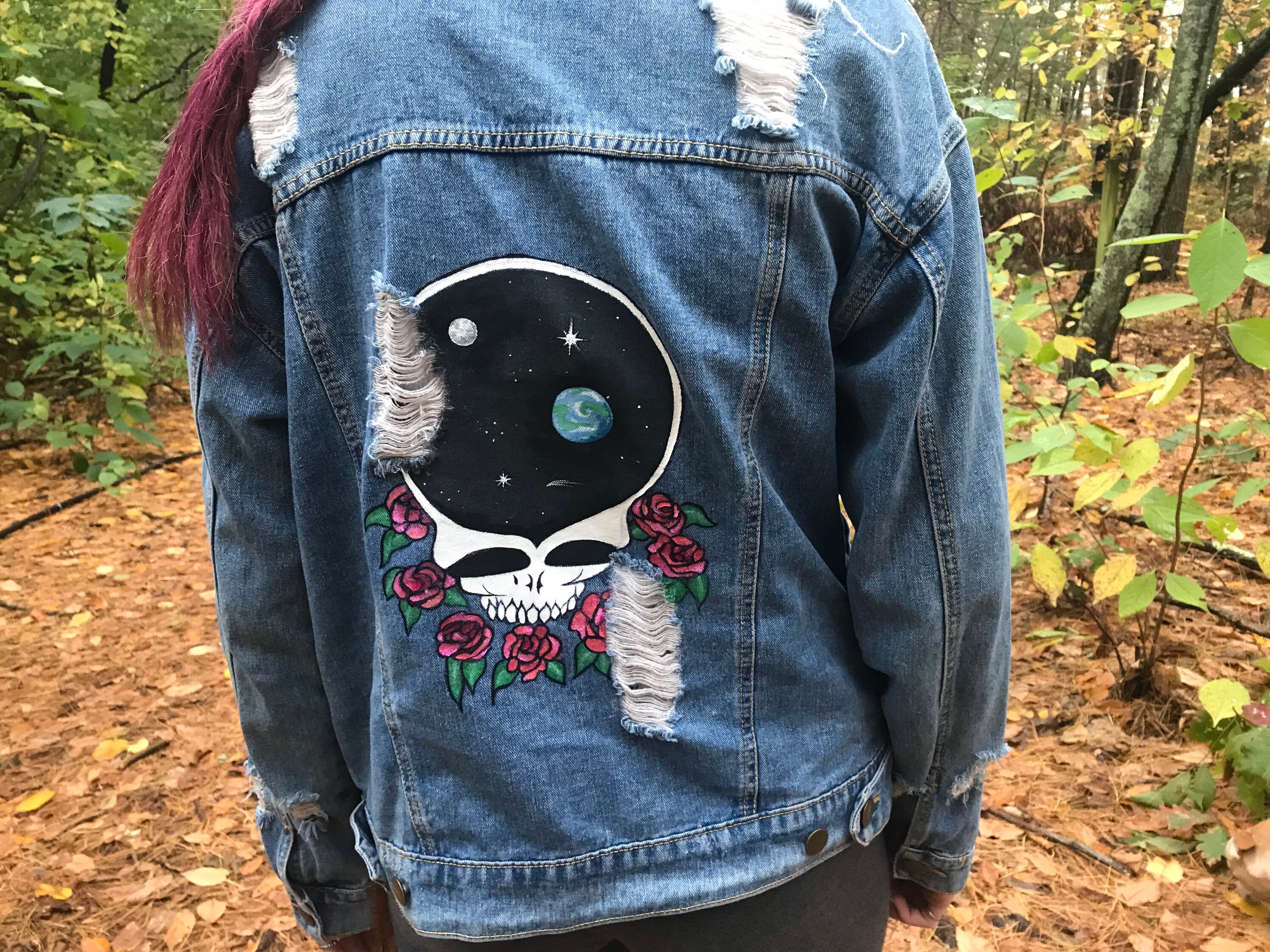 Grateful Dead hand-painted jean jacket | Etsy