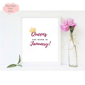 Queens are Born in January, JPG, PNG, SVG, For printing, cricut, silhouette, print and cut