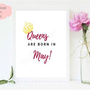 Queens are Born in May, JPG, PNG, SVG, For printing, cricut, silhouette, print and cut