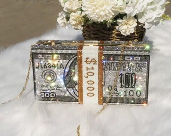 money rhinestone bolsa