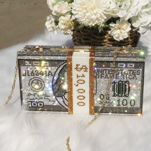 Crystal 100 Dollar Bill Handbag Money Clutch Money Bag Etsy