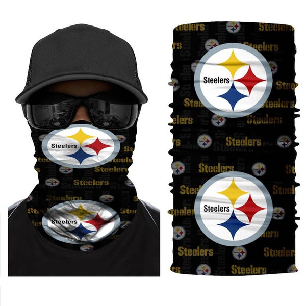 Pittsburgh Steelers Face Covering & Neck Gaiter - Washable and Reusable All-In-One Face Shield, Headband, Neck Warmer, Bandana (Unisex)