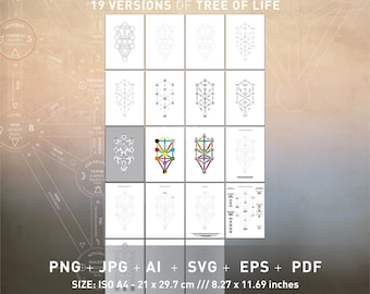 Kabbalah Tree of Life Sefirot multiple versions Tarot Angels Astrology correspondence and Hebrew names editable worksheets Kabbala