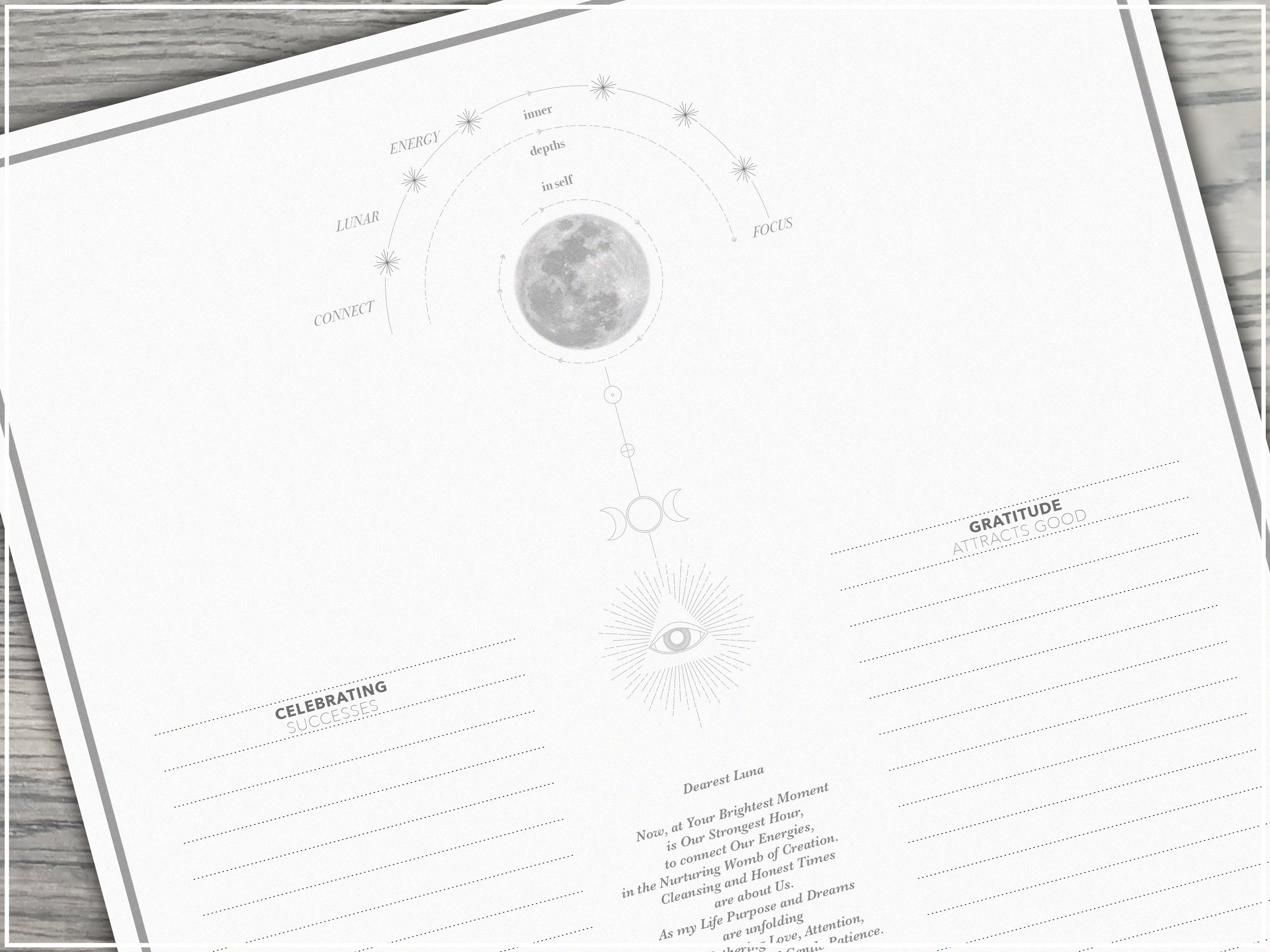 Full Moon Ritual Wish Note Work Sheet Celebration Release Gratitude ...