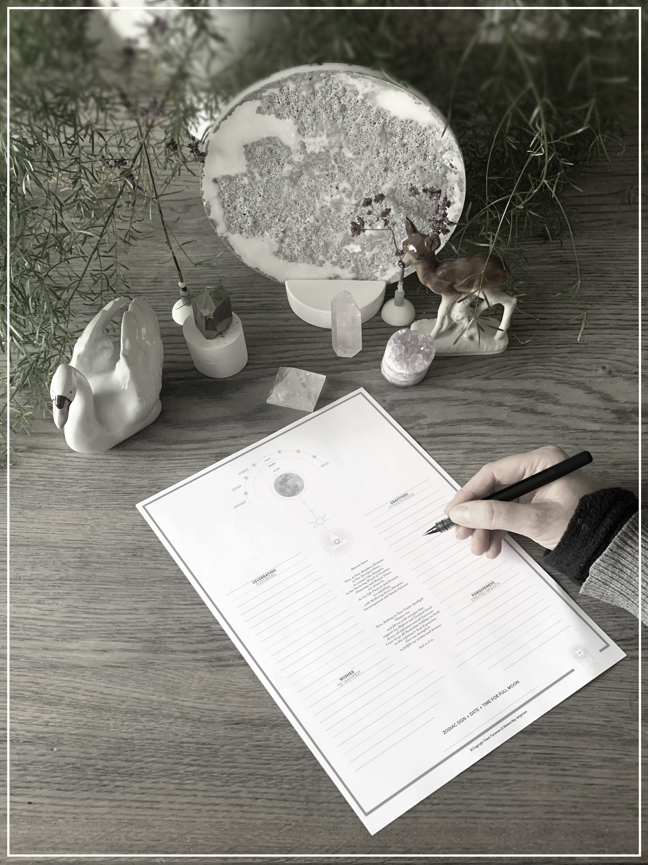 Full Moon Ritual Wish Note Work Sheet Celebration Release Gratitude ...