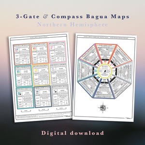 Paquete de mapas de Bagua para el Feng Shui: brújula clásica combinada y sistemas de cuadrícula modernos. Guía completa para el flujo de energía en el hogar