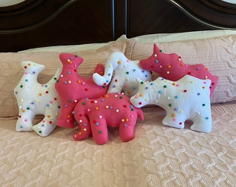 Sprinkled Animal Cookie Throw Pillows