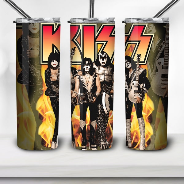 Kiss Band Tumbler 20 oz Skinny  Stitch  Tumbler Sublimation Designs, Full Tumbler Wrap, Digital Downloads Png