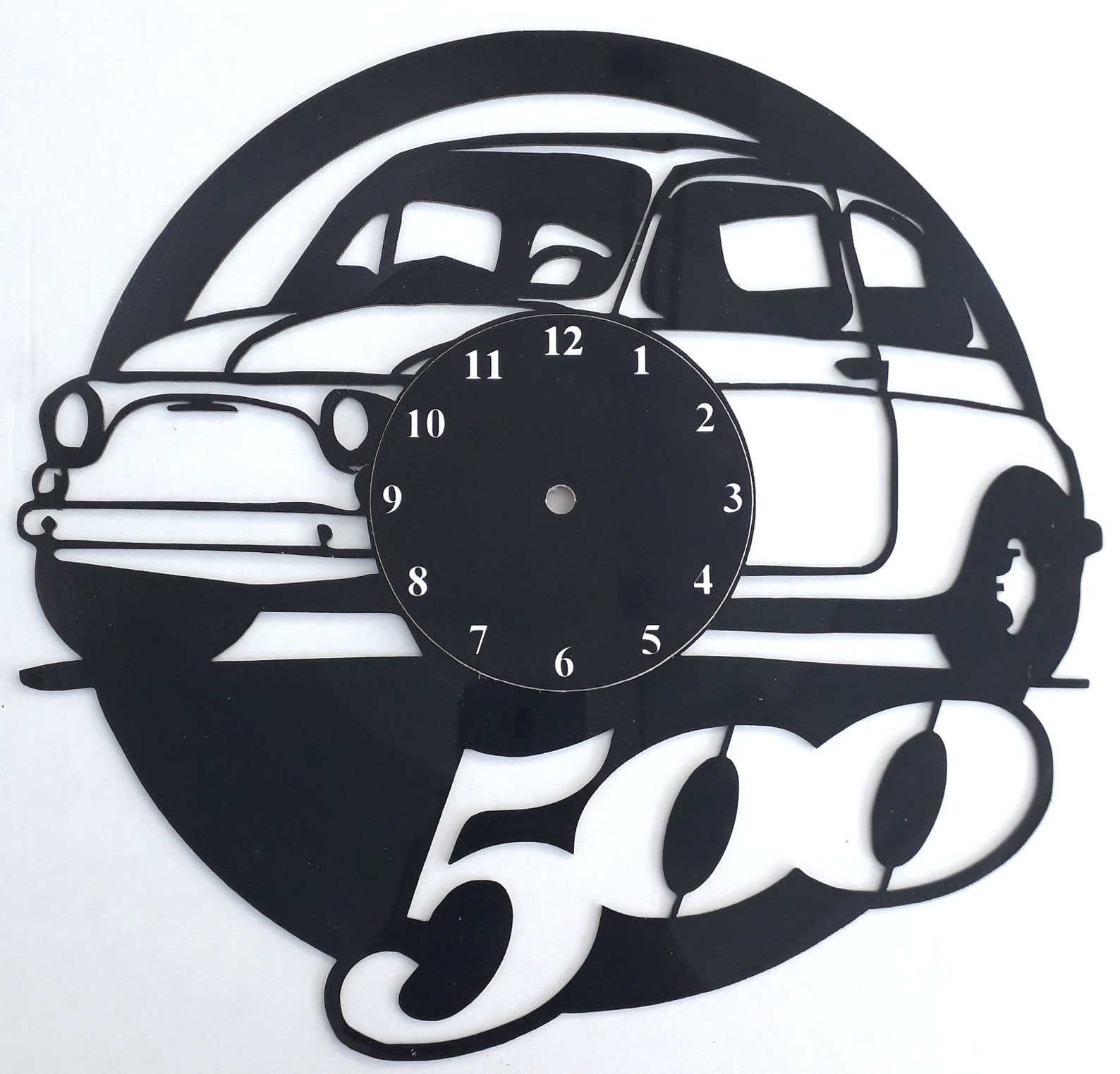 Wall clock on vinyl 33 rpm vinyl clock fiat 500 02 Etsy