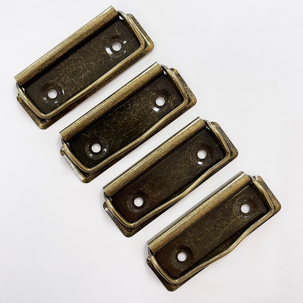 4 pc. Small Antique Bronze Plated Flat Clipboard Clip 2.75"