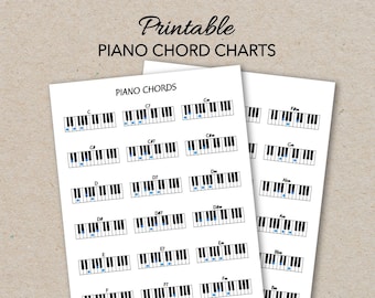 Piano Chord Charts, Printable PDF Format, Letter Size, Print at home