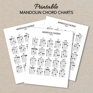 Mandoline akkoorddiagrammen, afdrukbaar PDF-formaat, Letter-formaat, thuis afdrukken