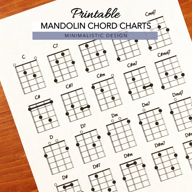 Mandolin Chord Charts Printable PDF Format Letter Size Etsy